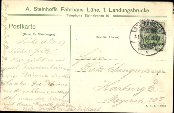 Postcard Steinkirchen Altes Land Lower Saxony, Steinhoffs Fährhaus Lühe, orchard