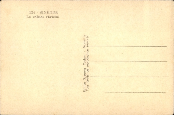 Postcard Sinende Benin Dahomey, Le Caiman Fetiche