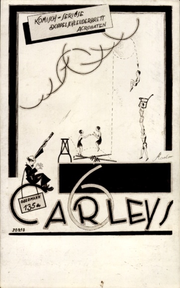 Ak Komisch-seriöse Doppelschleuderarbeit Akrobaten, Carleys