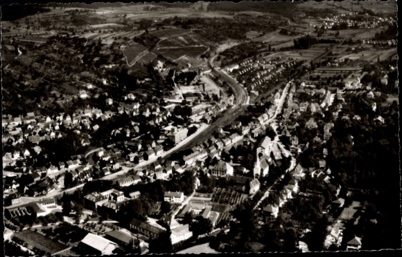 Postcard Grötzingen Baden Württemberg, aerial photograph