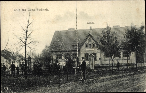 Postcard Wendisch Buchholz Märkisch Buchholz, school