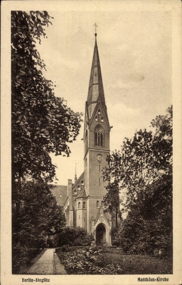 Postcard Berlin Steglitz, Matthäus Church