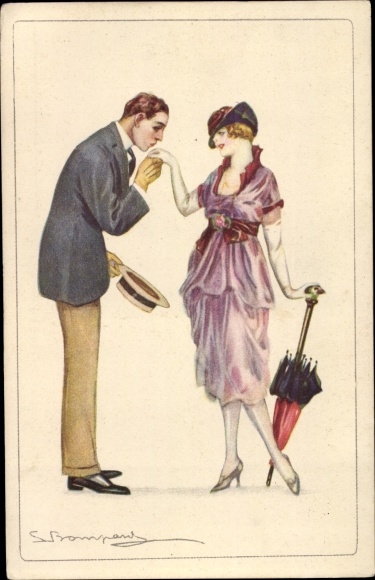 Artist PC Bompard, Sergio, lovers, kiss on the hand
