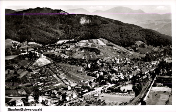 Postcard Staufen im Breisgau, aerial photograph
