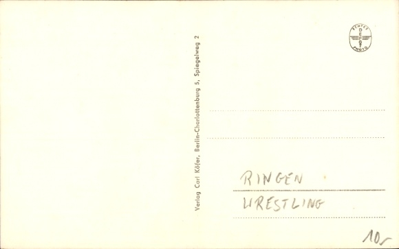 Postkaart Herbert Westphal, Worstelen, Handtekening