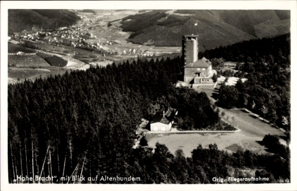 Postcard Lennestadt in the Sauerland, Hohe Bracht, Hohe Bracht, observation tower, view of Altenhundem, Flieg