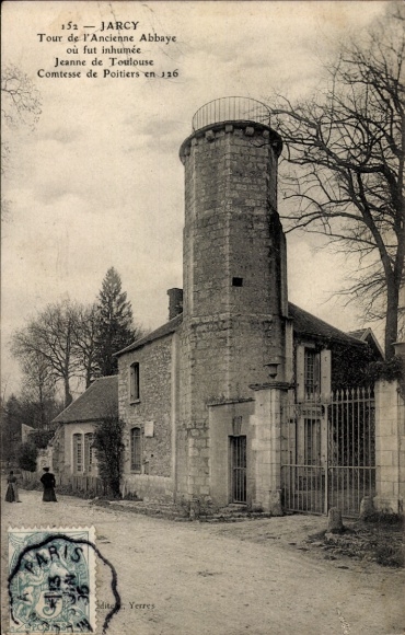 Ak Yerres Essonne, toren van de voormalige abdij, Jeanne d' Toulouse