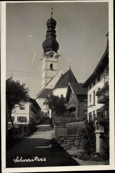 Photo Postcard Schnaitsee in Upper Bavaria, town view, church tower