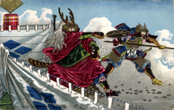 Kunstenaar Ak Utagawa Kuniyoshi, Samurai en de overwonnenen, uit de levens van de helden van Taiheiki