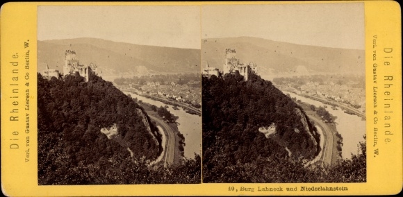 Zdjęcie stereo Oberlahnstein Lahnstein am Rhein, zamek Lahneck, Niederlahnstein