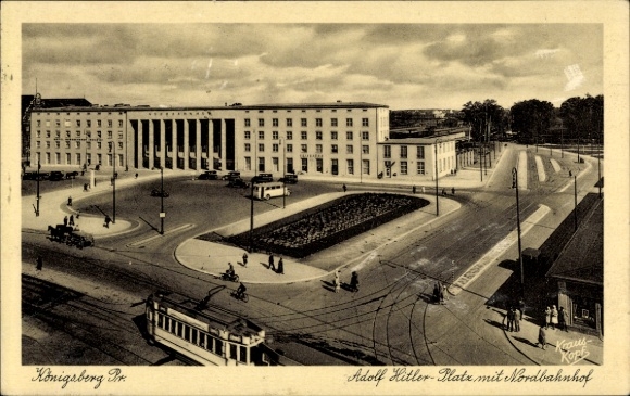 Ak Kaliningrad Königsberg Ostpreußen, Adolf Hitler Platz, Nordbahnhof