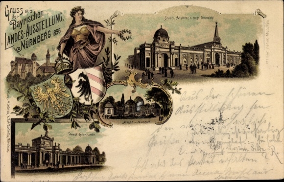 Chromo-Litho Nuremberg, Bavaria. National Exhibition 1896, State. Institutions, Army Museum