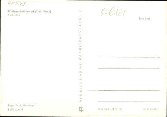 Postcard Waffenrod Hinterrod Eisfeld Thuringia, Park Cafe