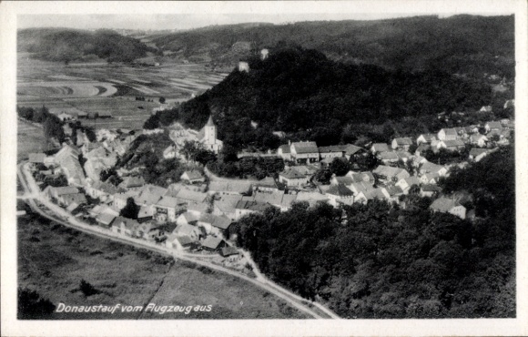 Postcard Donaustauf in the Upper Palatinate, aerial photograph