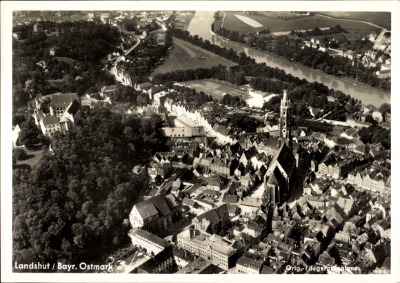 Postcard Landshut in Lower Bavaria, aerial photograph