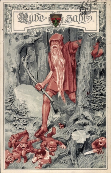 Artist Postcard Rübezahl in the Forest, Lumberjack, German School Association 61