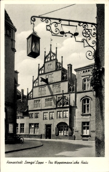Ak Lemgo in Lippe, Hansestadt  Das Wippermann'sche Haus, historische Architektur, Straßenszene