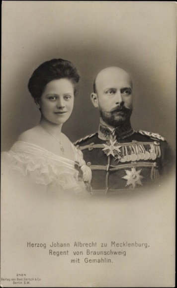 Ak Herzog Johann Albrecht zu Mecklenburg, Regent von Braunschweig mit Gemahlin, Portrait
