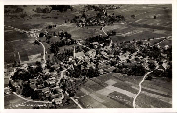 Postcard Königsdorf in Upper Bavaria, aerial photograph