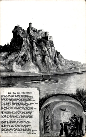 Künstler Ústí nad Labem Aussig Elbe Stadt, Burg Schreckenstein, Gedicht Eduard Dietrich