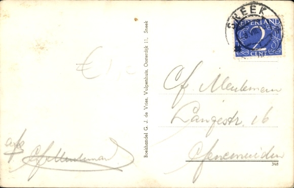 Postcard Sneek Friesland Netherlands, Waterpoort, Station, Stadthuis, Parkstraat, Grootzand