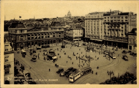 Postcard Brussels Brussels, Gare du Nord, Place Rogier