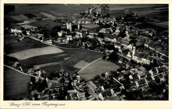 Postcard Haag in Upper Bavaria, aerial photograph