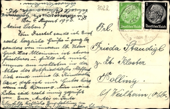Postcard Grünwald near Munich, Gaststätte Grünwalder Weinbauer