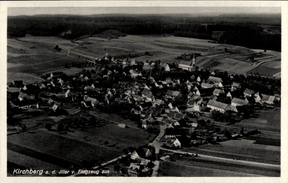 Postcard Kirchberg an der Iller, aerial photograph