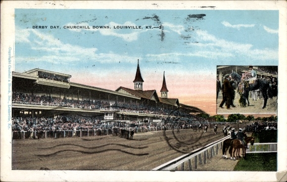 Ak Louisville Kentucky USA, Derby Day, Churchill Downs, publiek, paardenraces