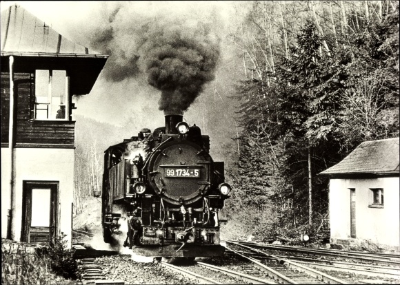 Postcard Kipsdorf Hainsberg Freital in Saxony, narrow-gauge railway at Kipsdorf station