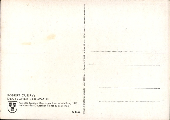 Kunstenaar Ak Curry, Robert, Duits bergbos, winter, kunsttentoonstelling in de HDK 1942