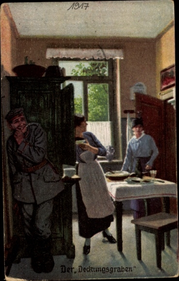 Artist Postcard The Cover Trench, Always an Expert, Military Terms, Soldier Hides