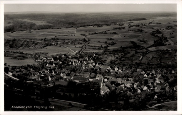 Postcard Sennfeld near Schweinfurt Lower Franconia, aerial photograph