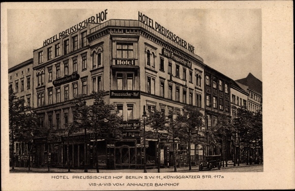 Postcard Berlin Kreuzberg, Hotel Preussischer Hof, Königgrätzer Strasse 117