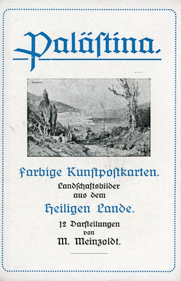 13 AK im Umschlag, farbige Kunstpostkarten Landschaftsbilder aus dem heiligen Lande, von m Meingoldt