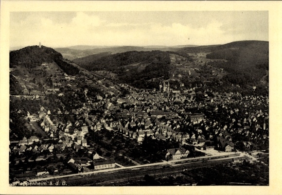 Postcard Heppenheim an der Bergstraße, aerial photograph
