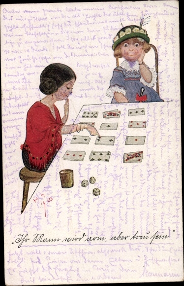 Artist Postcard Her husband will be poor but faithful, fortune teller, fortune teller