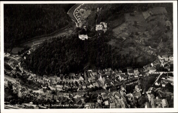 Postcard Hornberg in the Black Forest, aerial photograph