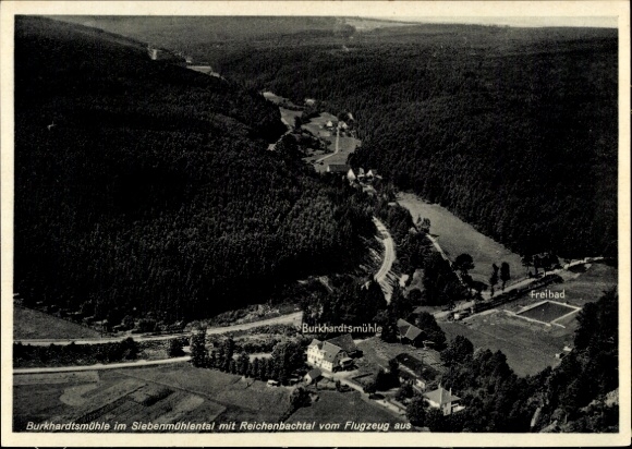 Postcard Waldenbuch in Württemberg, aerial photograph of Restaurant Burkhardtsmühle with Reichenbachtal