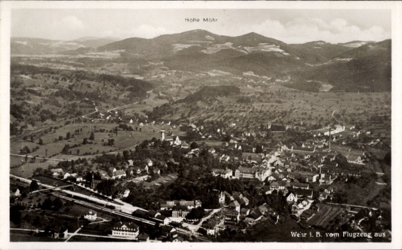 Postcard Wehr in Baden, aerial photograph