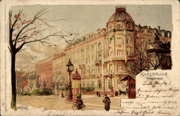 Artist Chromo-Litho Münch, C., Karlsruhe in Baden, Kriegstrasse