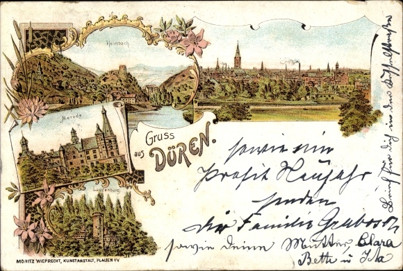 Litho Düren im Rheinland, Heimbach, Schloss Merode