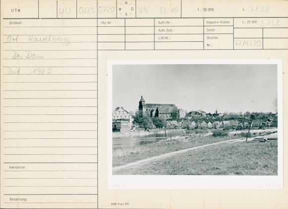 Photo Havelberg in Saxony Anhalt, partial view with cathedral, 1965