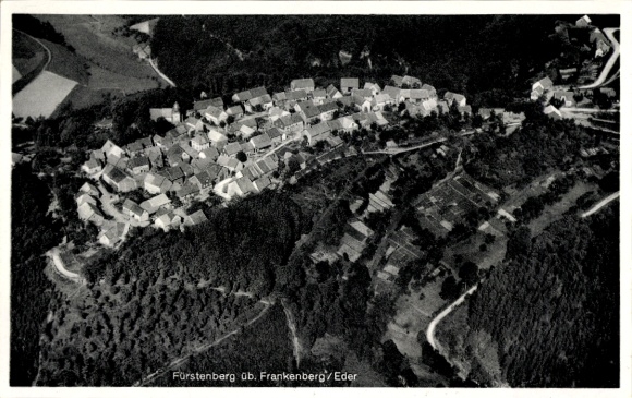 Postcard Frankenberg an der Eder Hesse, Fürstenberg, aerial photograph