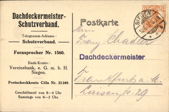 Ak Siegen in Westfalen, Dachdeckermeister-Schutzverband