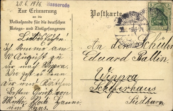 Artist Postcard Hohlwein, Ludwig, People's Donation for the German Prisoners of War and Civilians 1916