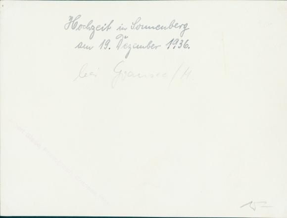 Photo Sonnenberg in Brandenburg, wedding December 19, 1936, Gasthof Ernst Richard