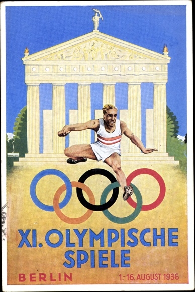 Artist Postcard XI. Olympic Games Berlin 1936, hurdler, Austrian Olympic Fund