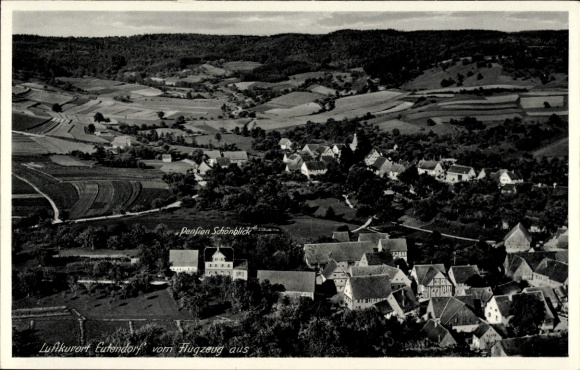Ak Ak Eutendorf Gaildorf am Kocher Württemberg, Luftkurort  Pension Schönblick, Landschaftsaufnah